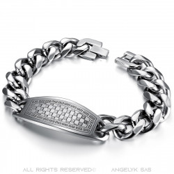 Bracelet franc-maçon large pour homme 23cm en acier bobijoo