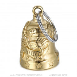 MOT0030 BOBIJOO Jewelry Guardian bell Eagle Ride to Live Steel Gold