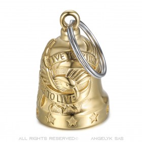 MOT0030 BOBIJOO Jewelry Wächterglocke Eagle Ride to Live Steel Gold