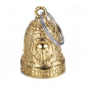 MOT0031 BOBIJOO Jewelry Gremlins Bell Live to Ride Skull Motorcycle Chain Gold