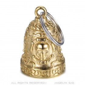 MOT0031 BOBIJOO Jewelry Gremlins bell Live to Ride Skull Cadena de motocicleta dorado