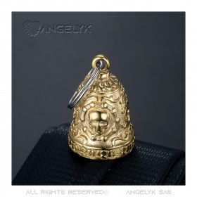 MOT0031 BOBIJOO Jewelry Gremlins Bell Live to Ride Skull Motorcycle Chain Gold