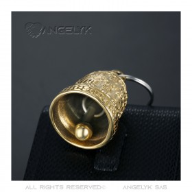 MOT0031 BOBIJOO Jewelry Gremlins bell Live to Ride Skull Cadena de motocicleta dorado