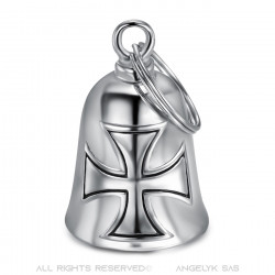MOT0035 BOBIJOO Jewelry Guardian bell Templar cross 316L steel