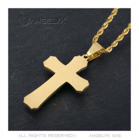 PE0208 BOBIJOO Jewelry Herren Kreuz Anhänger 3 Stärken Stahl Gold