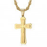 PE0208CAF BOBIJOO Jewelry Men's cross pendant Steel Gold Coffee bean necklace