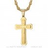 PE0208CAF BOBIJOO Jewelry Herren Kreuz Anhänger Stahl Gold Kaffeebohnen Halskette