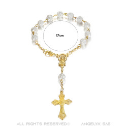 CP0051NEW BOBIJOO Jewelry Gold car rosary and white roses