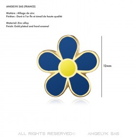 PIN0036-1 BOBIJOO Jewelry Forget-me-not Freemason 12mm gold and enamel pins