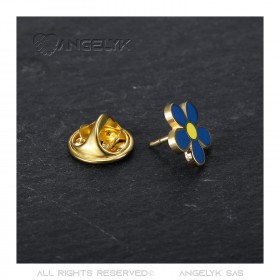 PIN0036-1 BOBIJOO Jewelry Forget-me-not Freemason 12mm gold and enamel pins