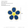 PIN0036-3 BOBIJOO Jewelry Lot 3 freemason forget-me-not pins 12mm gold and enamel