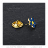 PIN0036-3 BOBIJOO Jewelry Lot 3 freemason forget-me-not pins 12mm gold and enamel