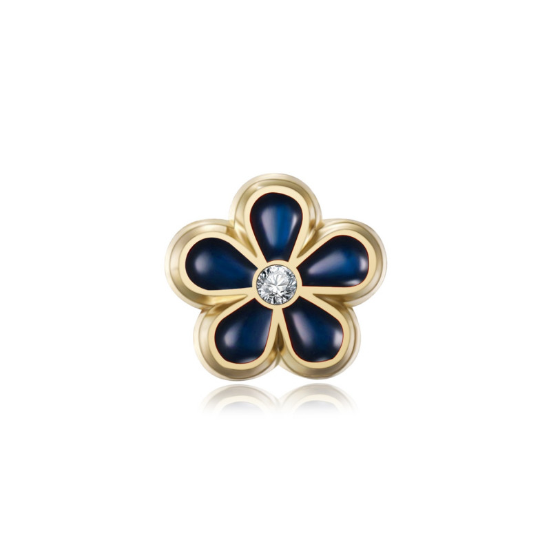 PIN0037-1 BOBIJOO Jewelry Forget-me-not Freemason 8mm gold, enamel and diamond pins