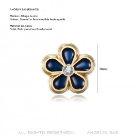 PIN0037-1 BOBIJOO Jewelry Forget-me-not Freemason 8mm gold, enamel and diamond pins