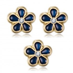 PIN0037-3 BOBIJOO Jewelry Lot 3 freemason forget-me-not pins 8mm gold, enamel and diamond