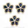 PIN0037-3 BOBIJOO Jewelry Lot 3 freemason forget-me-not pins 8mm gold, enamel and diamond