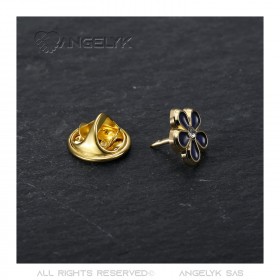 PIN0037-3 BOBIJOO Jewelry Lot 3 freemason forget-me-not pins 8mm gold, enamel and diamond