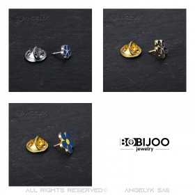 PIN0038 BOBIJOO Jewelry Lot 3 freemason forget-me-not pins 8, 10 and 12mm