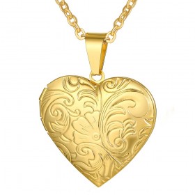 PEF0020 BOBIJOO Jewelry Photo heart pendant Stainless steel Gold