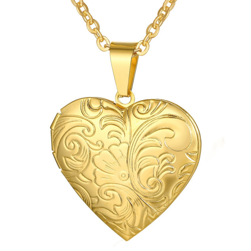 PEF0020 BOBIJOO Jewelry Photo heart pendant Stainless steel Gold