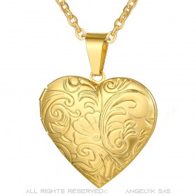 PEF0020 BOBIJOO Jewelry Foto ciondolo cuore Acciaio inossidabile Oro