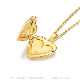 PEF0020 BOBIJOO Jewelry Photo heart pendant Stainless steel Gold
