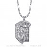 PE0107 BOBIJOO Jewelry Silver Jesus pendant with head of Christ and trombone chain