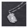 PE0107 BOBIJOO Jewelry Silver Jesus pendant with head of Christ and trombone chain