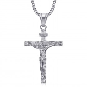 PE0006S BOBIJOO Jewelry Collana con ciondolo croce di Gesù Cristo in acciaio 316L oro