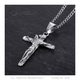 PE0006S BOBIJOO Jewelry Pendant Necklace Jesus Christ Cross 316L Steel Gold