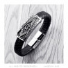 Men's Freemason Bracelet Black Leather Stainless Steel bobijoo