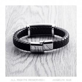 Men's Freemason Bracelet Black Leather Stainless Steel bobijoo