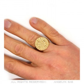 BA0224 BOBIJOO Jewelry Ring Saint-Benoit Man Stainless Steel All Gold