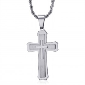 PE0208S BOBIJOO Jewelry Men's cross pendant 3 thicknesses Steel Silver