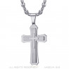 PE0208SCAF BOBIJOO Jewelry Herren Kreuz Anhänger Stahl Silber Kaffeebohnen Halskette