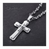 PE0208SCAF BOBIJOO Jewelry Herren Kreuz Anhänger Stahl Silber Kaffeebohnen Halskette