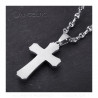 PE0208SCAF BOBIJOO Jewelry Herren Kreuz Anhänger Stahl Silber Kaffeebohnen Halskette