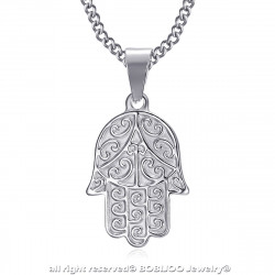 PEF0055S BOBIJOO Jewelry Collana mano di fatma Acciaio inossidabile con catena 55 cm