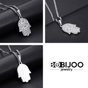 PEF0055S BOBIJOO Jewelry Hand of fatma necklace Stainless steel with chain 55cm