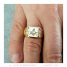 BA0393 BOBIJOO Jewelry Square freemason ring man steel gold and white email