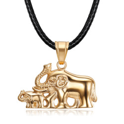 PEF0068 BOBIJOO Jewelry Elephant necklace Woman Rose gold steel pendant Family