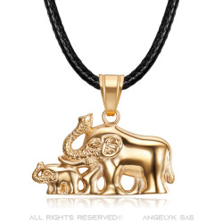 PEF0068 BOBIJOO Jewelry Collana elefante Donna Pendente in acciaio oro rosa Famiglia