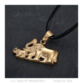 PEF0068 BOBIJOO Jewelry Elephant necklace Woman Rose gold steel pendant Family