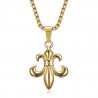 PE0130 BOBIJOO Jewelry Fleur-de-Lys Pendant, Steel Gold and its Venetian Chain