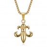 PE0130 BOBIJOO Jewelry Fleur-de-Lys Pendant, Steel Gold and its Venetian Chain