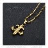PE0130 BOBIJOO Jewelry Colgante Fleur-de-Lys, acero dorado y su cadena veneciana