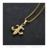 PE0130 BOBIJOO Jewelry Fleur-de-Lys Pendant, Steel Gold and its Venetian Chain