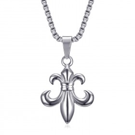 Fleur-de-Lys Silver Steel Pendant and its Venetian Chain  IM#19247