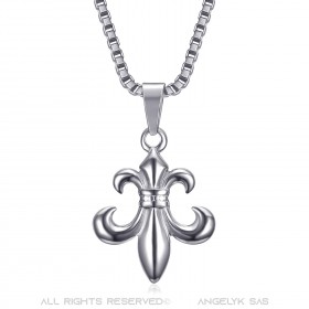 Fleur-de-Lys Silver Steel Pendant and its Venetian Chain  IM#19248