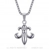 Fleur-de-Lys Silver Steel Pendant and its Venetian Chain  IM#19248